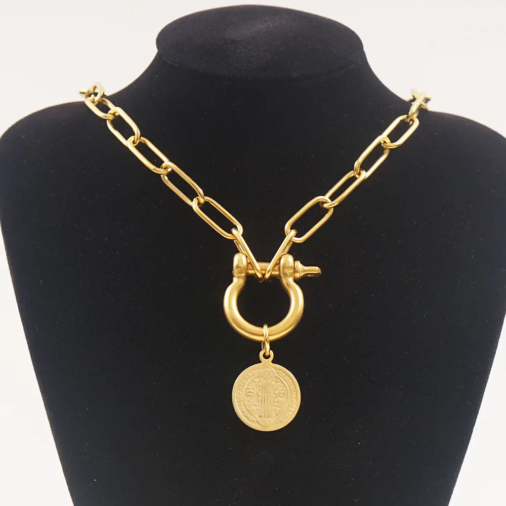 Stainless Steel San Benito Gold/Silver Choker Collar Necklace