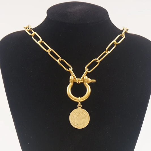 Stainless Steel San Benito Gold/Silver Choker Collar Necklace