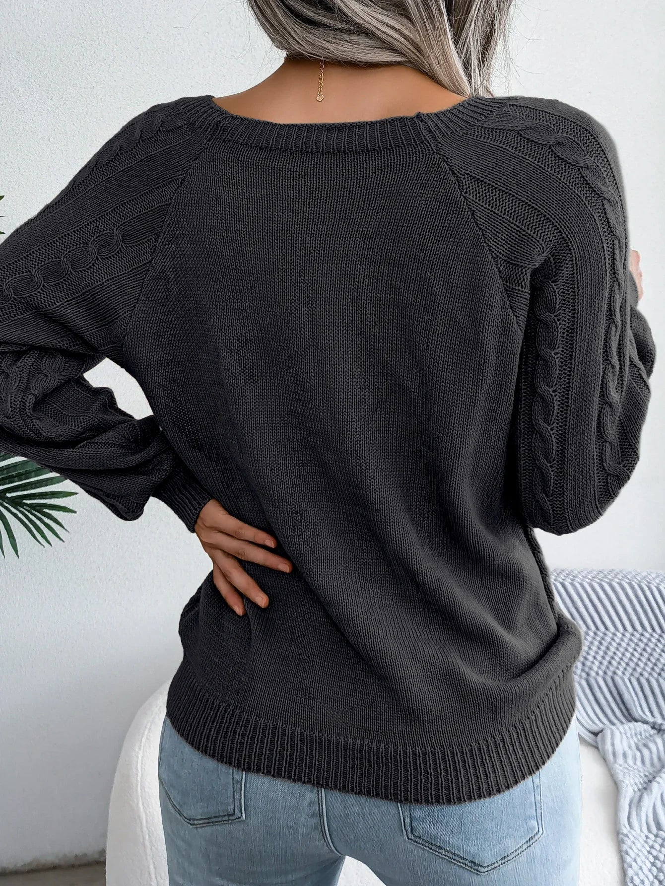 Casual Square Collar Long Sleeve Sweaters