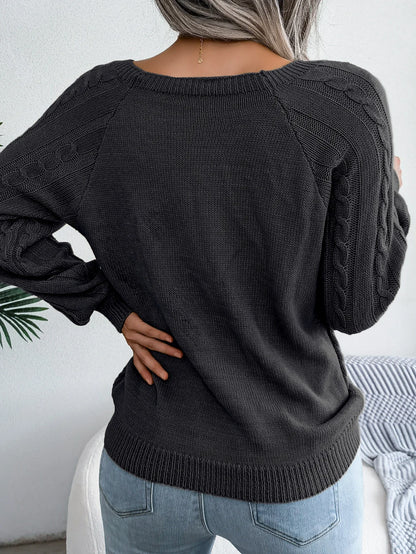 Casual Square Collar Long Sleeve Sweaters