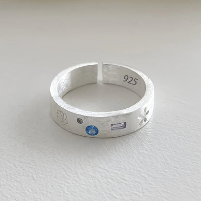 925 Sterling Silver Geometry Crystal Ring