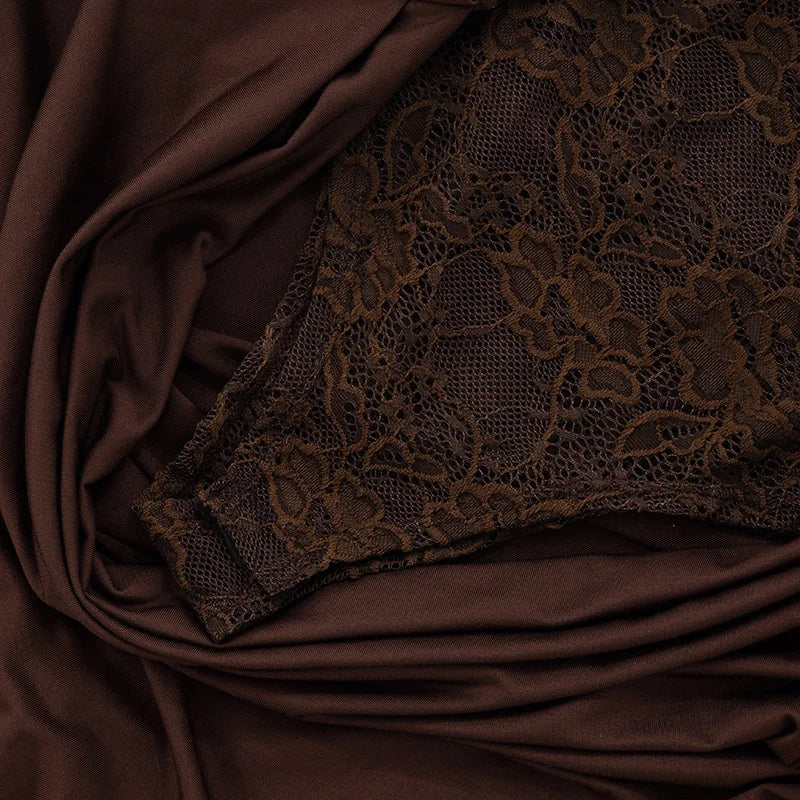 Vestido largo sexy de encaje con un solo hombro