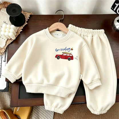 Autumn Costume Long-sleeved Round Neck Sweatshirts Hoodie Set