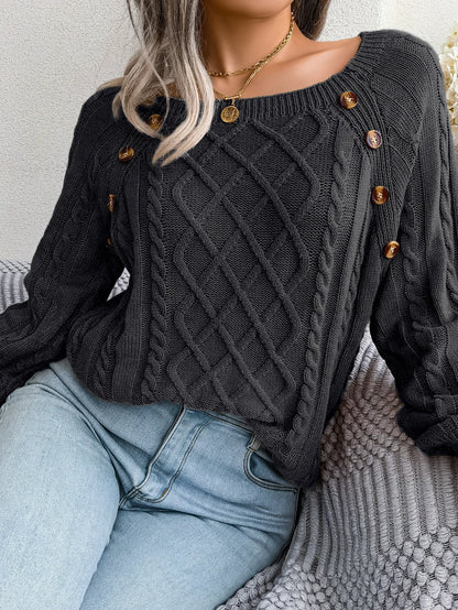 Casual Square Collar Long Sleeve Sweaters