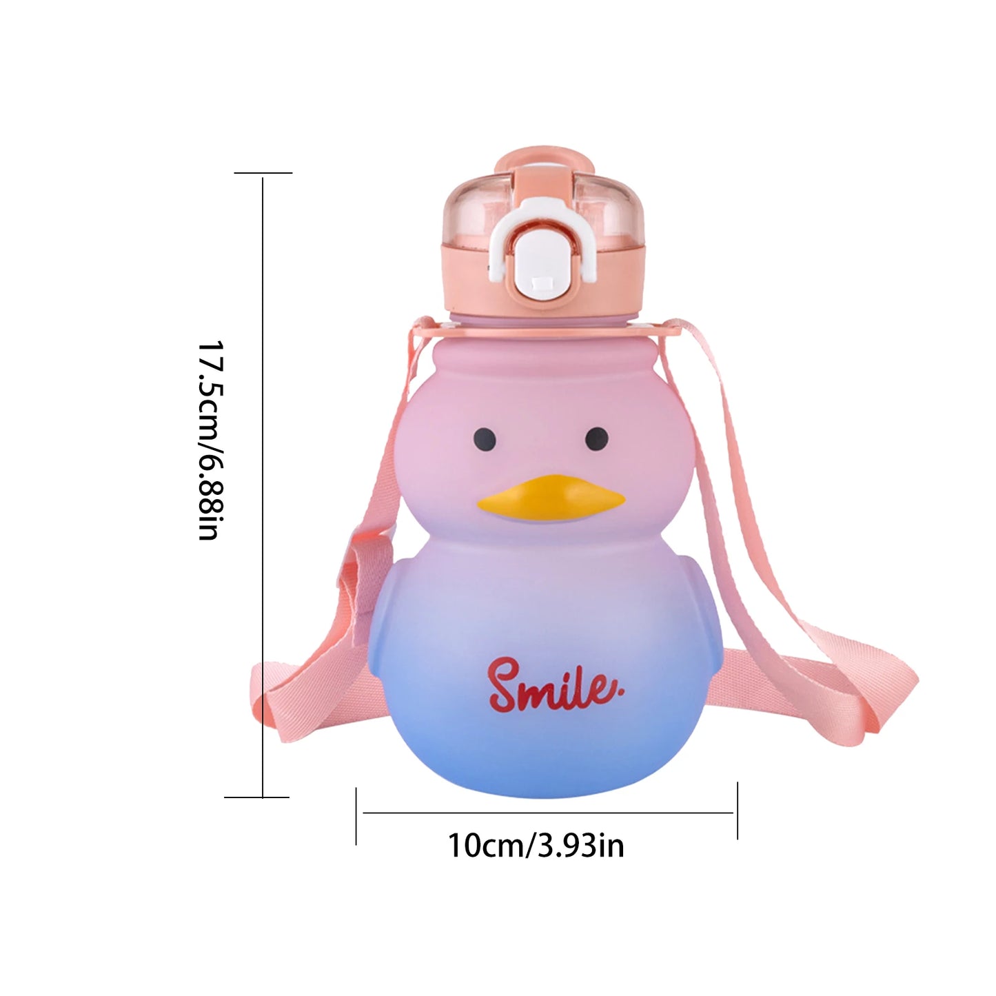 650ml Cute Water Bottle for Girls with Straw Portable Duck Kettle Drinking Cup