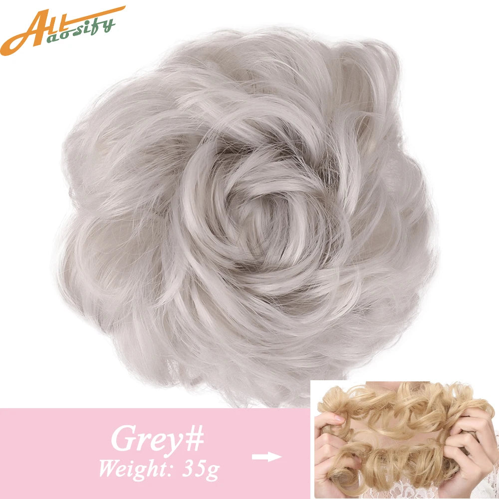 Natural Curly Messy Bun Hair Wigs