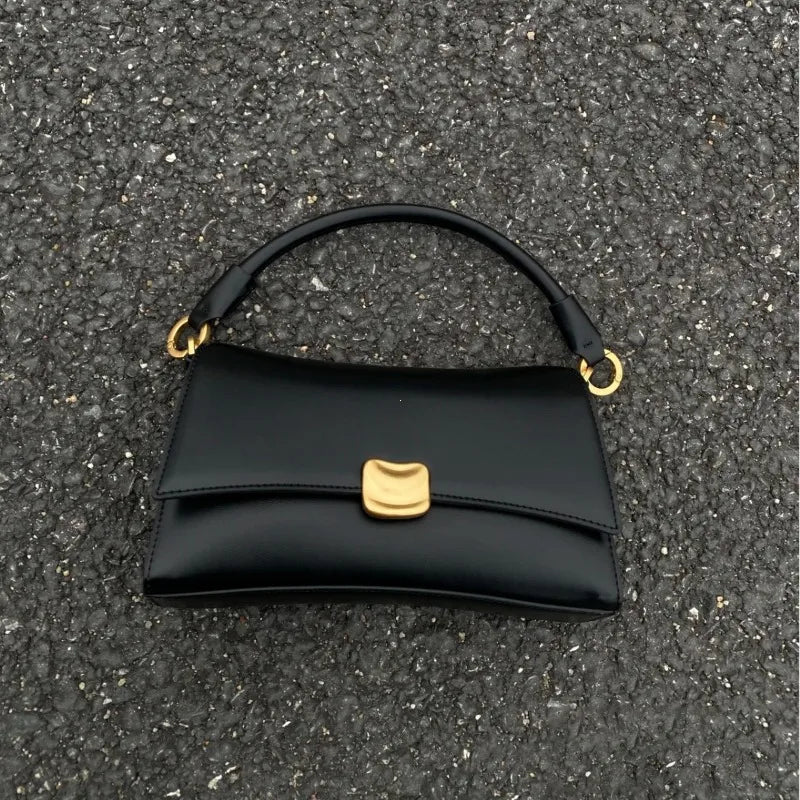 DANA Black Flap Lock PU Leather Bag