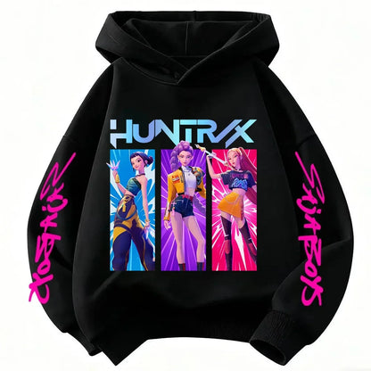 Cartoon Hunter Rumi Derpy Warm and Thick Casual Printed Purple Hoodie
