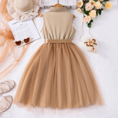 Teen Girl Sleeveless Mesh Princess Dress