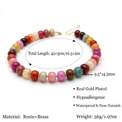 Chunky Beaded Statement Choker Boho Colorful Resin Necklaces
