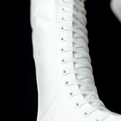 Canvas Long Lace Up Knee Boots