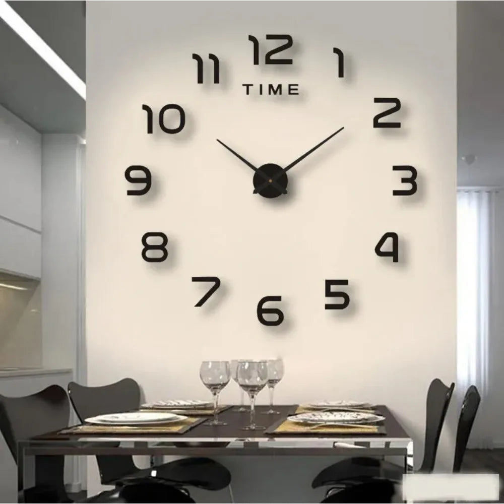 Large Wall Clock 3D DIY Quartz Acrylic Mirror Stickers Clocks