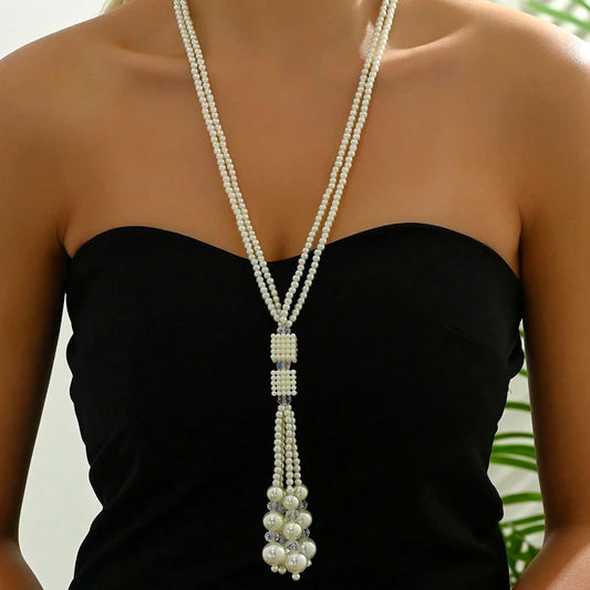 Pearl Handmade Tassel Long Necklace