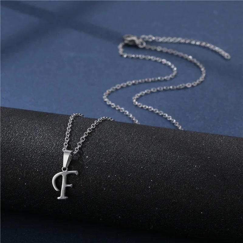 Letter Stainless Steel Letter Glossy Choker Necklaces