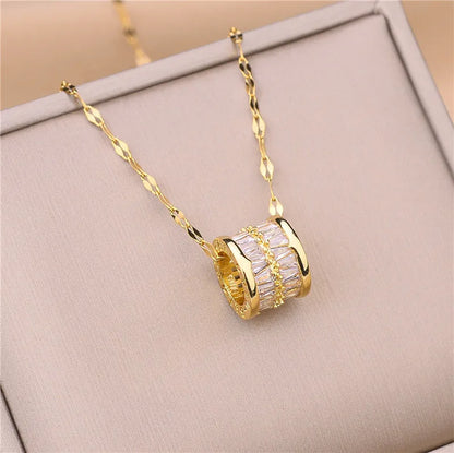 Light Zircon Crystal Stainless Steel Necklaces