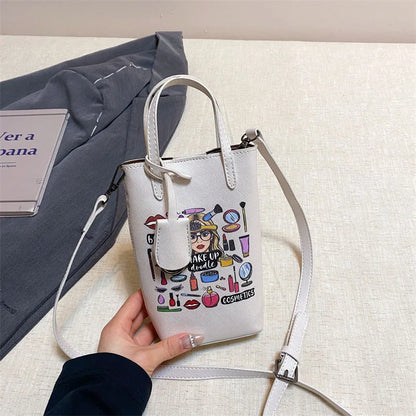 Luxury Mini Bucket Plaid PU Leather Crossbody Bag