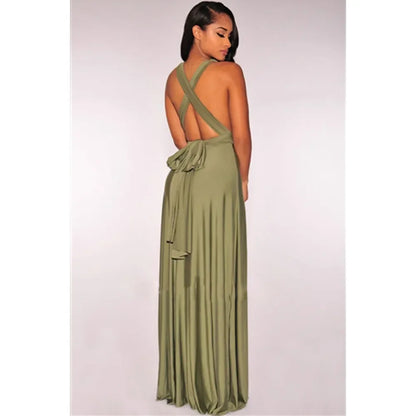 Multi-worn V-neck Vestidos De Fiesta Long Sexy Maxi Dress