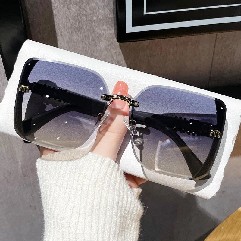 Letters Anti Strong Light Vintage Rimless Sunglasses