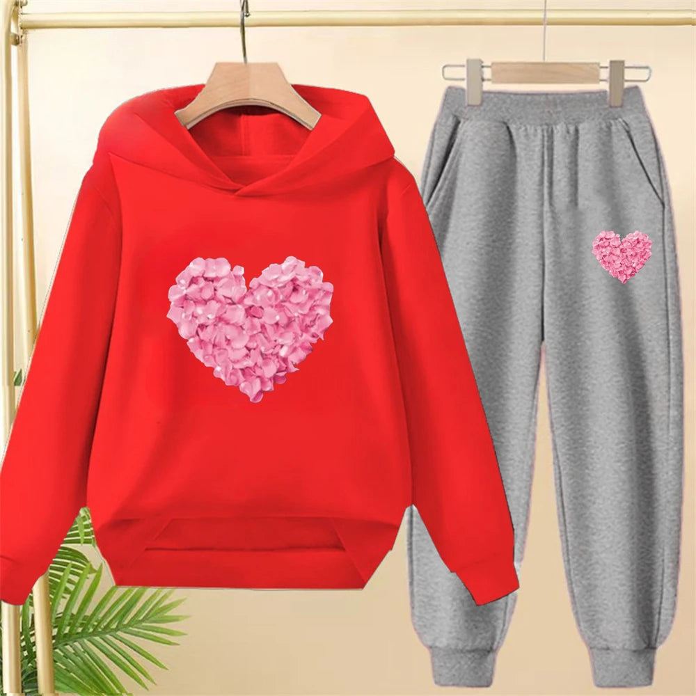 Petals Heart-Shaped Bottom Hoodies  Age 3-12 Coat Casual Toddle Sweatshirt