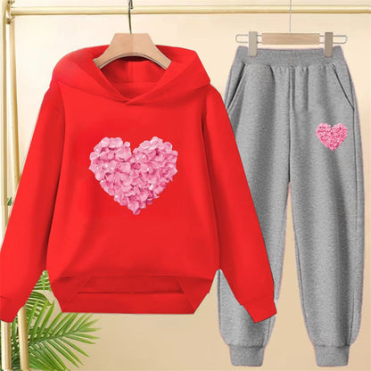 Petals Heart-Shaped Bottom Hoodies  Age 3-12 Coat Casual Toddle Sweatshirt