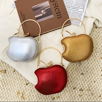 Sparkly Apple Rhinestone Handbags Diamond Bling Clutch Crystal Bags