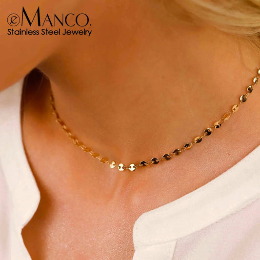 Stainless Steel Gold Color Basic Punk Link Chain Necklace