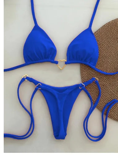 Sexy Halter Solid color Bikini Set Swimsuit