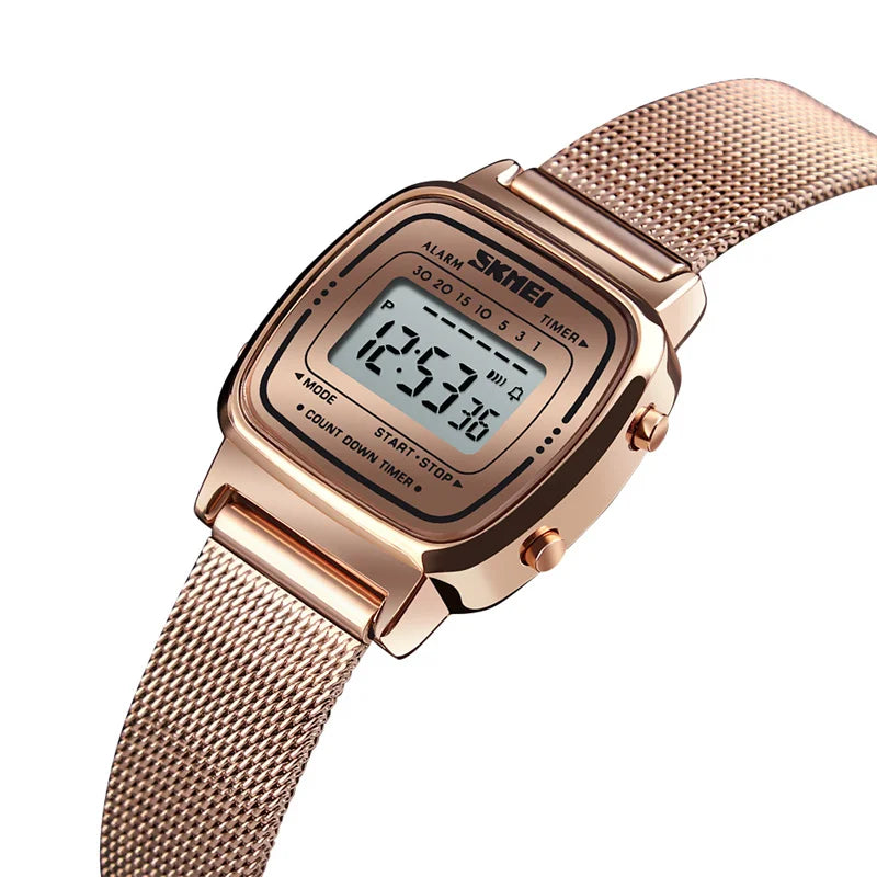 Bracelet Luxury Stainless Steel Strap Waterproof Digital Chronograph Wristwatch