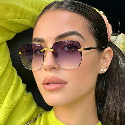 1/3PCS Square Rimless Luxury UV400 Sunglasses