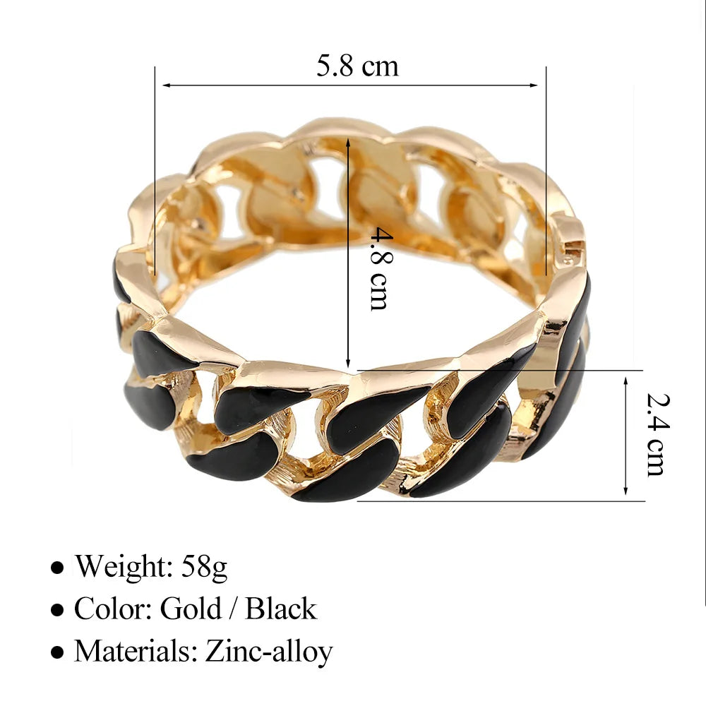 Zebra Shape Round Metal Wide Geometric Bracelet