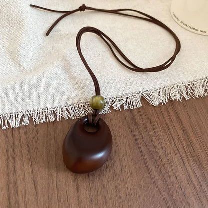 Black Coffee Round Water Drop Resin Necklaces