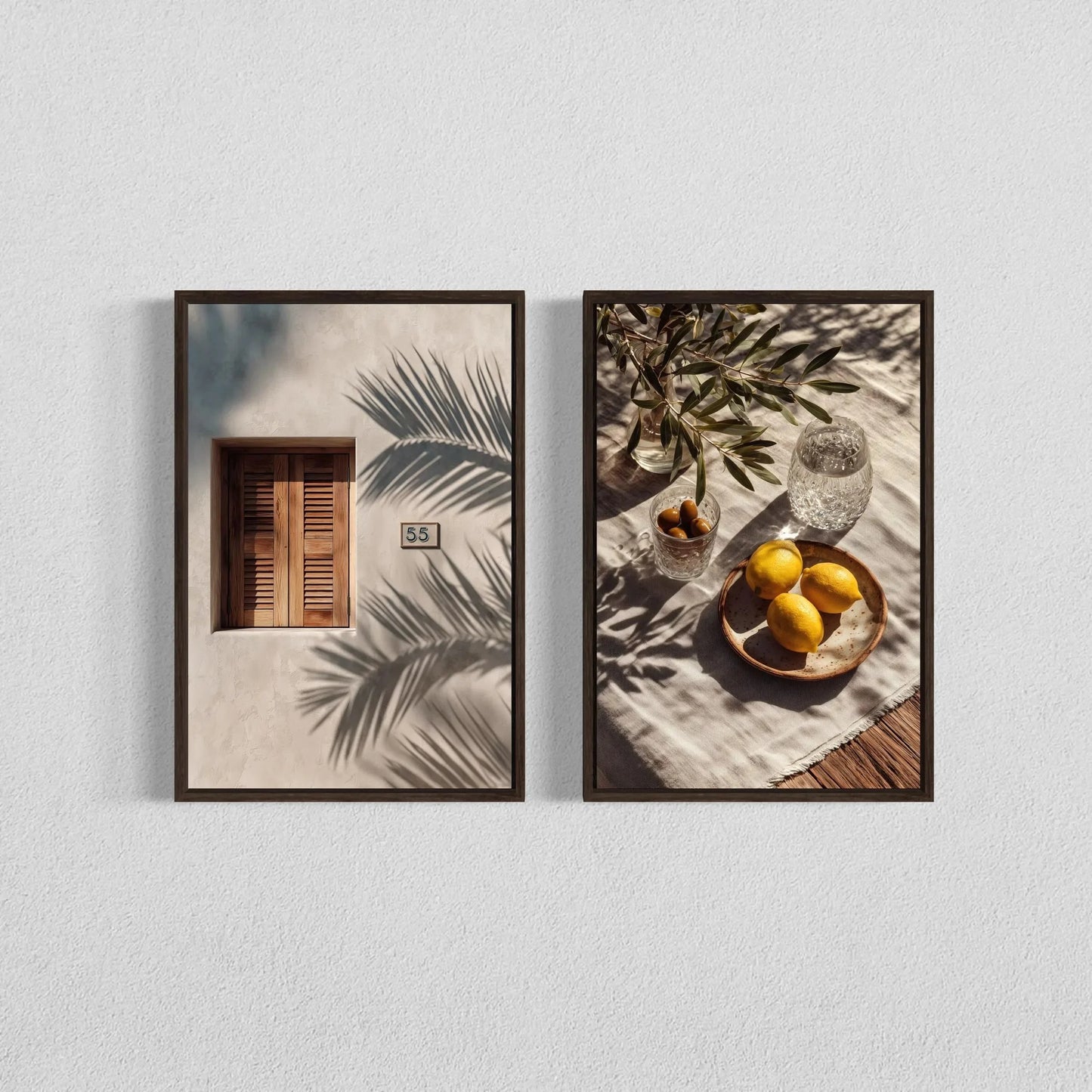 2pcs/set Neutral Olive Tree Shadow Vase Canvas