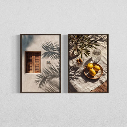 2pcs/set Neutral Olive Tree Shadow Vase Canvas
