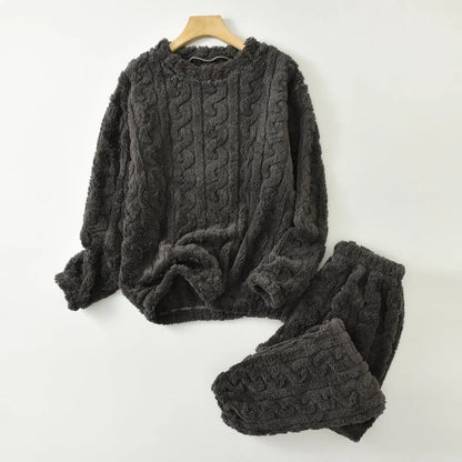 Coral Velvet Jacquard Warm Loungewear Soft Comfortable Thickened Sleepwear Set