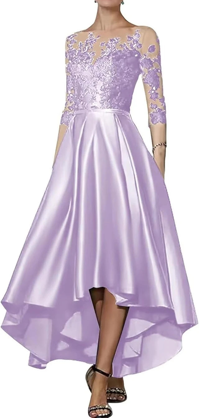 V-Neck Satin Asymmetrical Elegant Dress