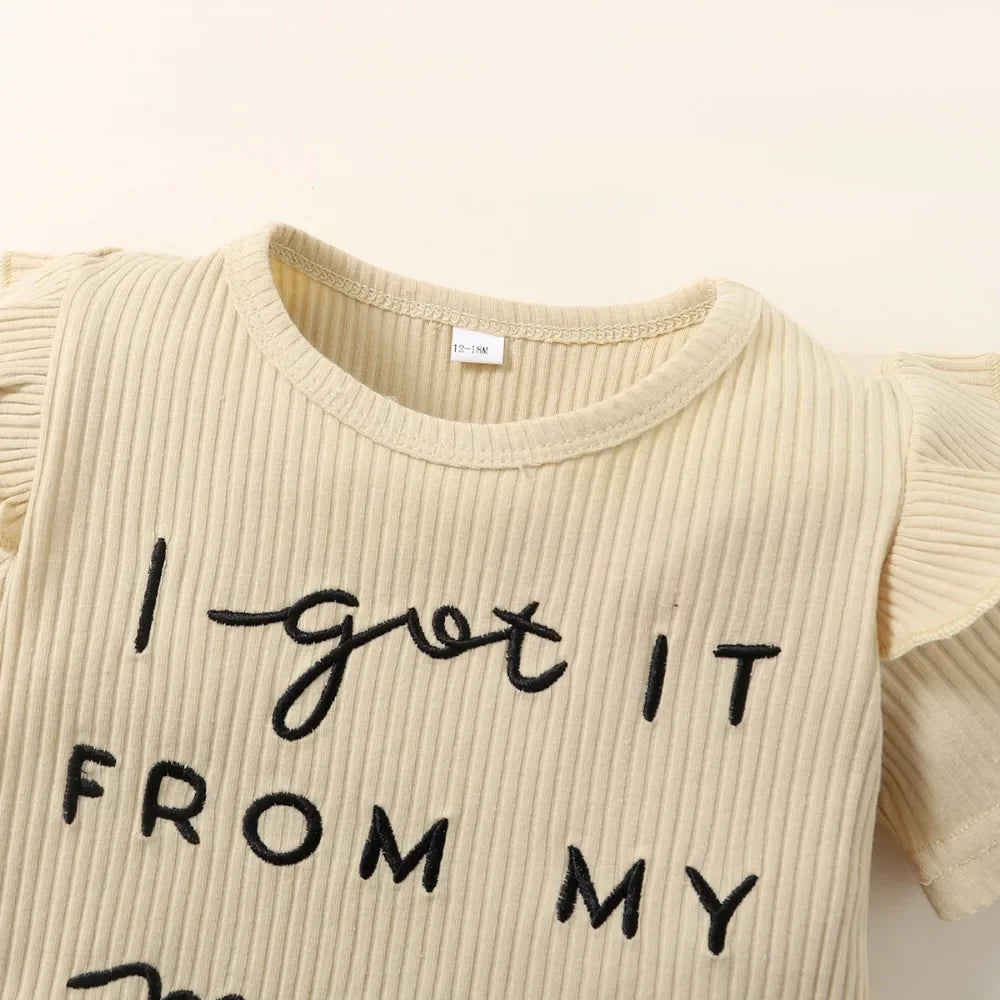 Toddler Baby Girl Letter Print Short Sleeve Set