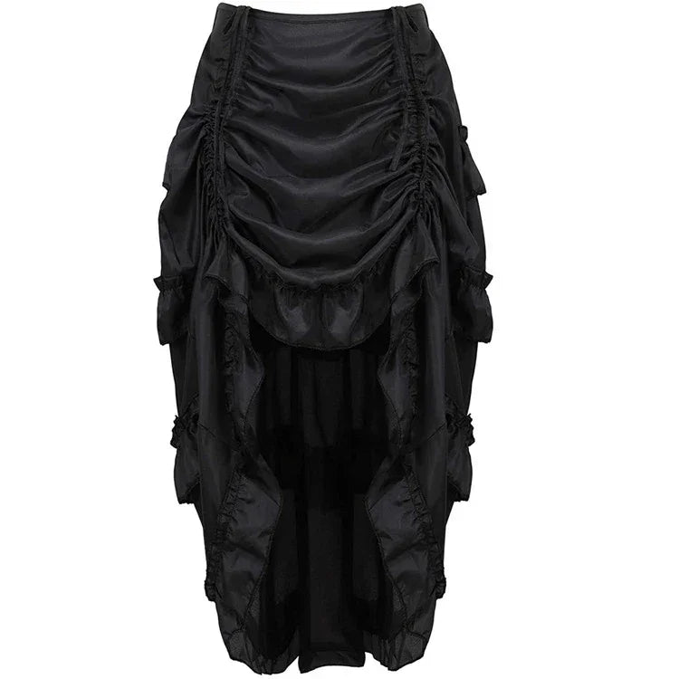 Gothic Long Sexy High-Low Ruffles Corset Skirts