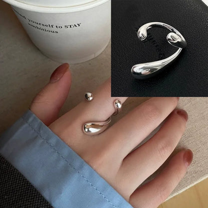 925 Sterling Silver Retro Hollow Wave Punk Hiphop Bohemia Rings