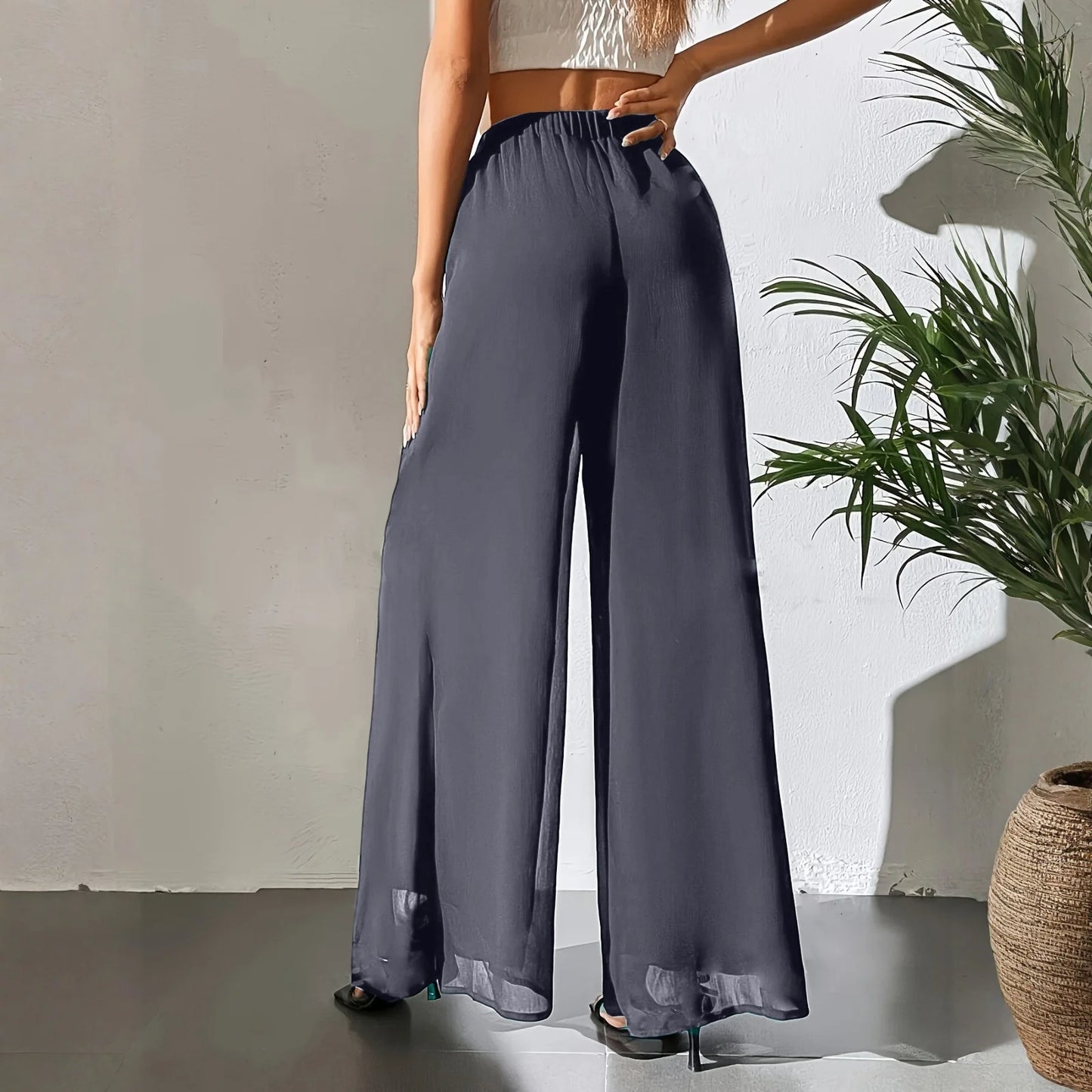 Loose Ice Silk Chiffon Wide Legged Straight Pants