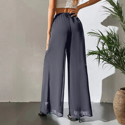 Loose Ice Silk Chiffon Wide Legged Straight Pants