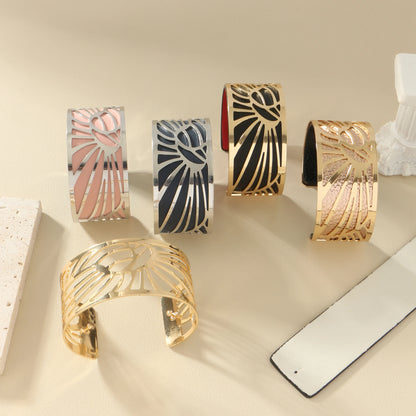 1 set of C-shaped stainless steel gold-plated silver hypoallergenic bracelet