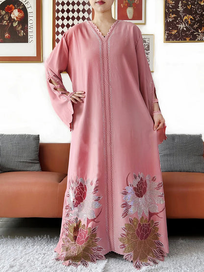Muslim Chiffon Diamond Long Sleeve African Abaya