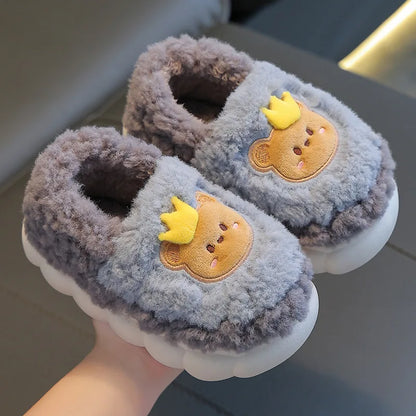 Cute Cartoon Winter Plush Toddler Non-slip Cotton 1-10 Years Slippers
