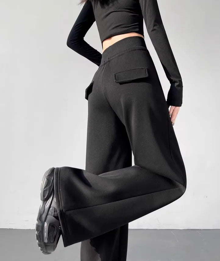 Sports slimming straight wide leg pants