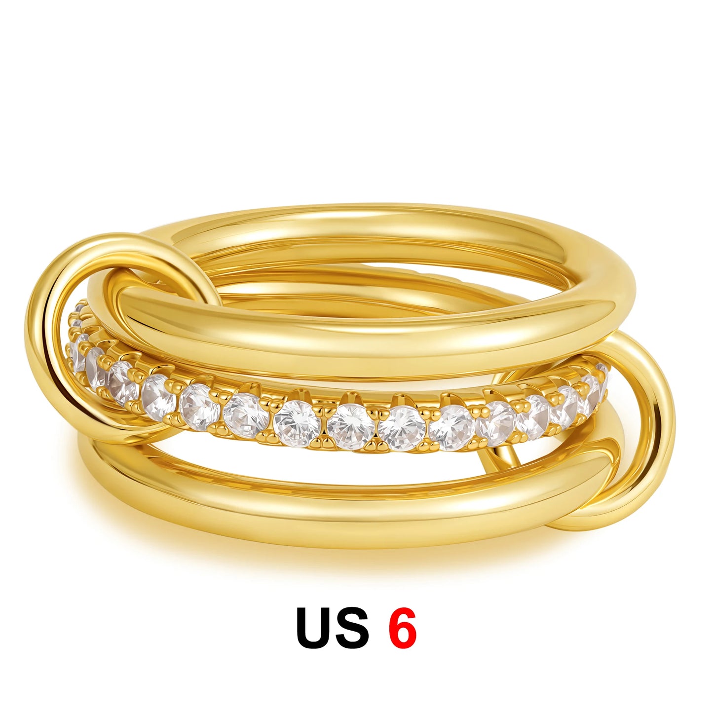 DANA Zirconia Gold Plated Rings Set