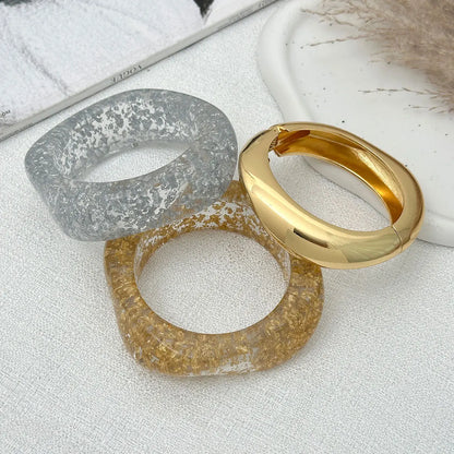 Irregular Acrylic Resin Wide Metal Geometric Bracelet