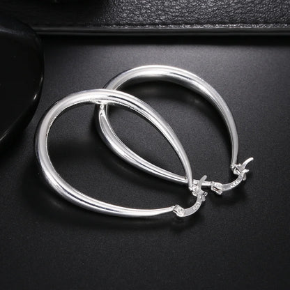 DANA 925 Sterling Silver Smooth Circle Big Hoop Earrings
