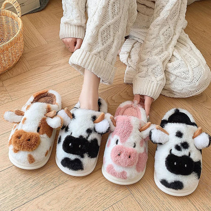 DANA Winter Warm Cartoon Cow Slippers