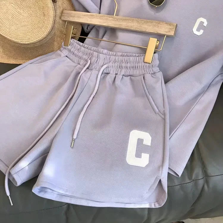 Summer Sleepwear Loose Short Sleeve T-Shirt Casual Shorts Large Size Pajamas Set