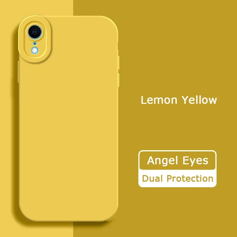 Angel Eyes Liquid Silicone Phone Case for iPhone X XR XS Max Full Protective Soft Waterproof Mobile Cover